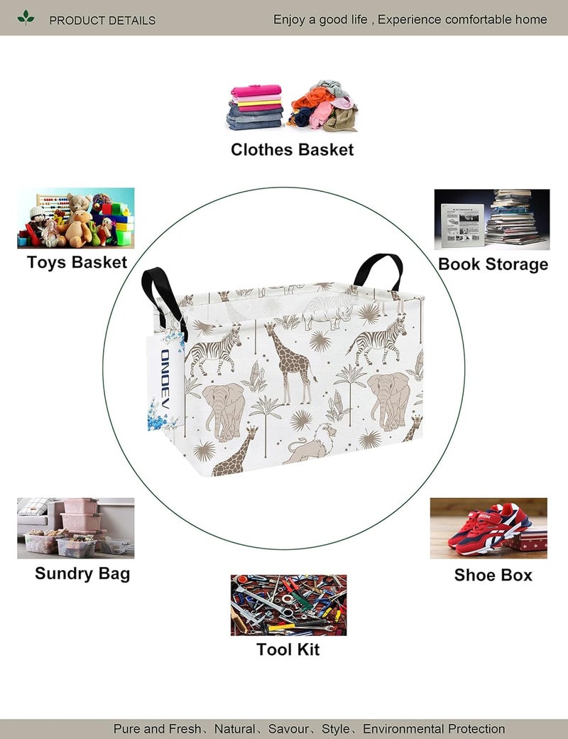 ONOEV Rectangular Folding Laundry Basket,waterproof Canvas Basket,gift basket,Suitable for children's room,Office,Clothes,Toys Storage(Animals) - Image 3